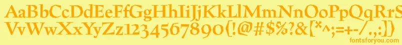 フォントPreissigtextBold – オレンジの文字が黄色の背景にあります。