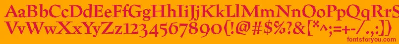 フォントPreissigtextBold – オレンジの背景に赤い文字