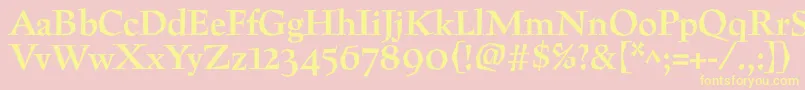 PreissigtextBold-Schriftart – Gelbe Schriften auf rosa Hintergrund