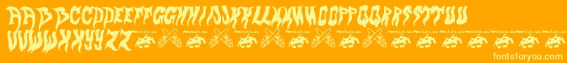 Evol.Fontvir.Us Font – Yellow Fonts on Orange Background