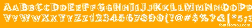 JuanitalinoitcTt-Schriftart – Weiße Schriften auf orangefarbenem Hintergrund