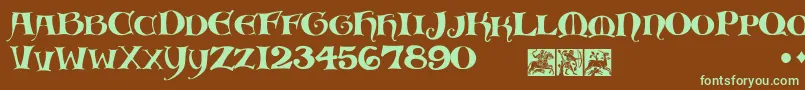 MedievalScribish Font – Green Fonts on Brown Background