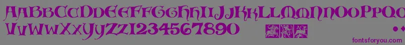 MedievalScribish-Schriftart – Violette Schriften auf grauem Hintergrund