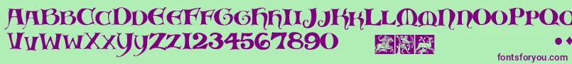 MedievalScribish Font – Purple Fonts on Green Background