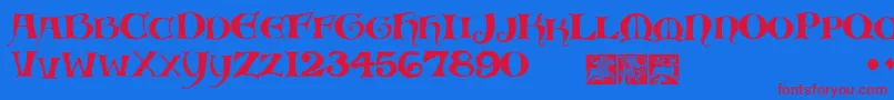 MedievalScribish Font – Red Fonts on Blue Background