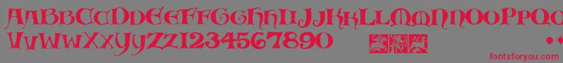 Więcej informacji o czcionce MedievalScribish Czcionka MedievalScribish – czerwone czcionki na szarym tle