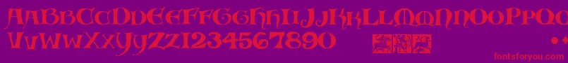 MedievalScribish-Schriftart – Rote Schriften auf violettem Hintergrund