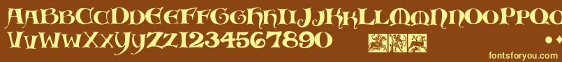 MedievalScribish Font – Yellow Fonts on Brown Background