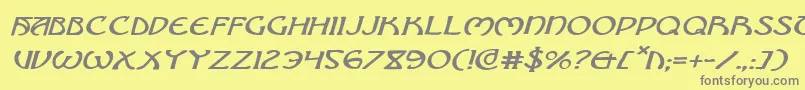 Brinathynei-fontti – harmaat kirjasimet keltaisella taustalla