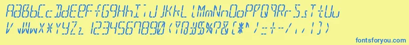 Шрифт Led16sgmnt2Italic – синие шрифты на жёлтом фоне