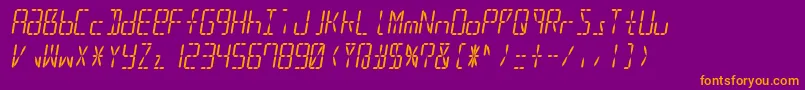 Led16sgmnt2Italic Font – Orange Fonts on Purple Background