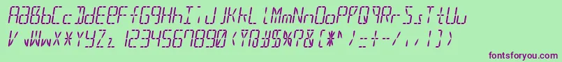 Led16sgmnt2Italic Font – Purple Fonts on Green Background