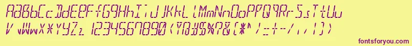 Led16sgmnt2Italic Font – Purple Fonts on Yellow Background