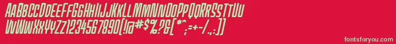 フォントMecheffectsonebbItal – 赤い背景に緑の文字