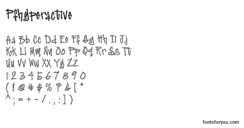 Czcionka Pfhyperactive – alfabet, cyfry, specjalne znaki