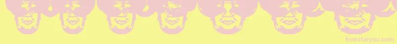 Obeyballoon2-fontti – vaaleanpunaiset fontit keltaisella taustalla
