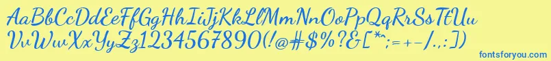 Dancingscript ffy Font – Blue Fonts on Yellow Background