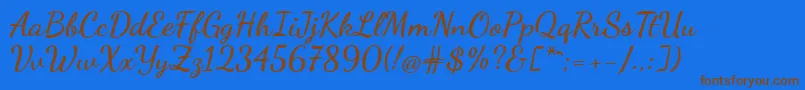 Dancingscript ffy Font – Brown Fonts on Blue Background