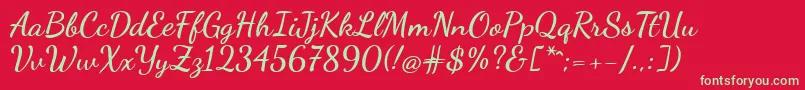 Dancingscript ffy Font – Green Fonts on Red Background