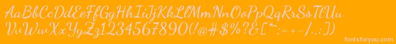 Dancingscript ffy Font – Pink Fonts on Orange Background