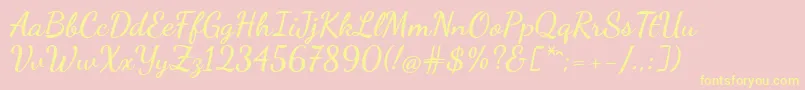 Dancingscript ffy Font – Yellow Fonts on Pink Background