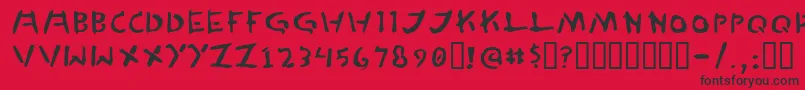 TedCannon-fontti – mustat fontit punaisella taustalla