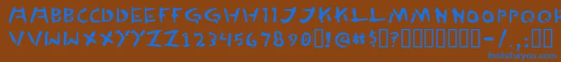 フォントTedCannon – 茶色の背景に青い文字