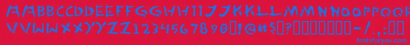 TedCannon-Schriftart – Blaue Schriften auf rotem Hintergrund