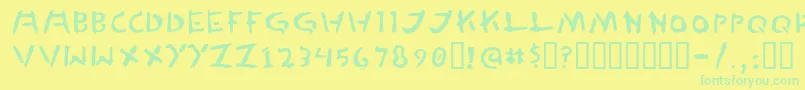 フォントTedCannon – 黄色い背景に緑の文字