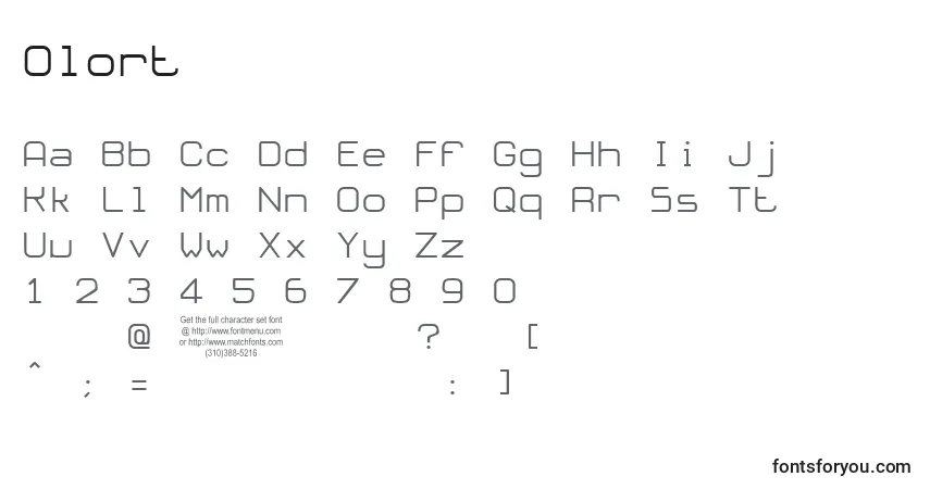 Schriftart Olort – Alphabet, Zahlen, spezielle Symbole