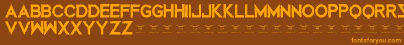 Mustafarreloaded-Schriftart – Orangefarbene Schriften auf braunem Hintergrund