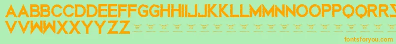 Mustafarreloaded-Schriftart – Orangefarbene Schriften auf grünem Hintergrund
