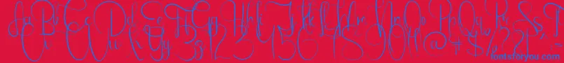 Czcionka Emanuela – niebieskie czcionki na czerwonym tle