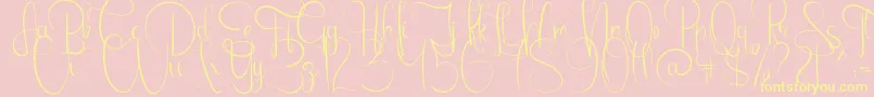 Emanuela-Schriftart – Gelbe Schriften auf rosa Hintergrund