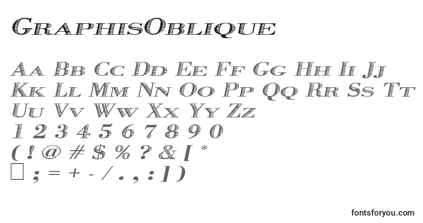 A fonte GraphisOblique – alfabeto, números, caracteres especiais
