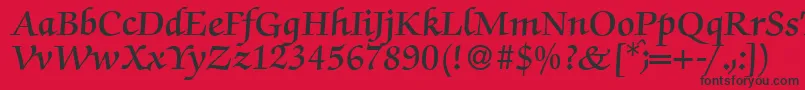 フォントZabriskiescriptDemiRegular – 赤い背景に黒い文字