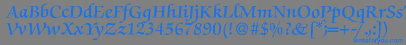 Weitere Informationen zur ZabriskiescriptDemiRegular-Schriftart ZabriskiescriptDemiRegular-Schriftart – Blaue Schriften auf grauem Hintergrund