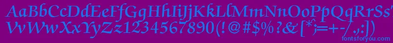 ZabriskiescriptDemiRegular-Schriftart – Blaue Schriften auf violettem Hintergrund