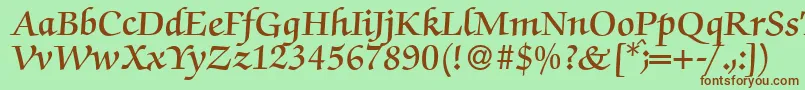 Шрифт ZabriskiescriptDemiRegular – коричневые шрифты на зелёном фоне