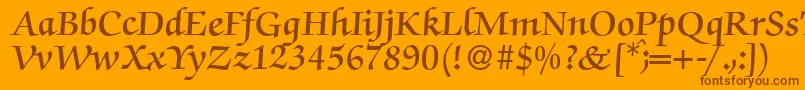 ZabriskiescriptDemiRegular-Schriftart – Braune Schriften auf orangefarbenem Hintergrund
