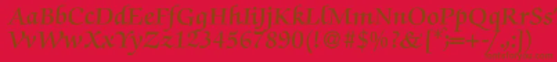 ZabriskiescriptDemiRegular-Schriftart – Braune Schriften auf rotem Hintergrund