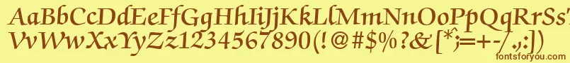 Czcionka ZabriskiescriptDemiRegular – brązowe czcionki na żółtym tle