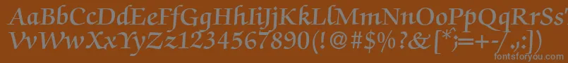 Saiba mais sobre a fonte ZabriskiescriptDemiRegular Fonte ZabriskiescriptDemiRegular – fontes cinzas em um fundo marrom