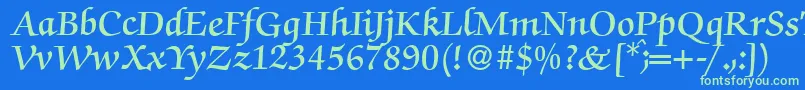 Czcionka ZabriskiescriptDemiRegular – zielone czcionki na niebieskim tle