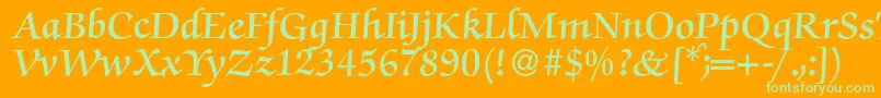 ZabriskiescriptDemiRegularフォントについての詳細 フォントZabriskiescriptDemiRegular – オレンジの背景に緑のフォント