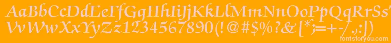 ZabriskiescriptDemiRegular-Schriftart – Rosa Schriften auf orangefarbenem Hintergrund