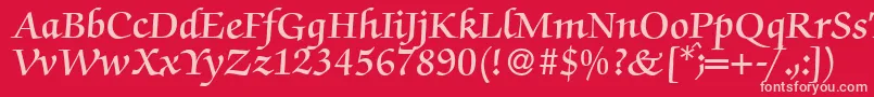 ZabriskiescriptDemiRegular-fontti – vaaleanpunaiset fontit punaisella taustalla