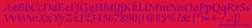 ZabriskiescriptDemiRegular Font – Purple Fonts on Red Background
