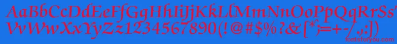 Шрифт ZabriskiescriptDemiRegular – красные шрифты на синем фоне