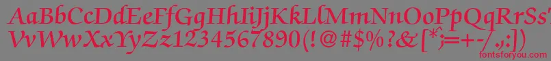 Шрифт ZabriskiescriptDemiRegular – красные шрифты на сером фоне